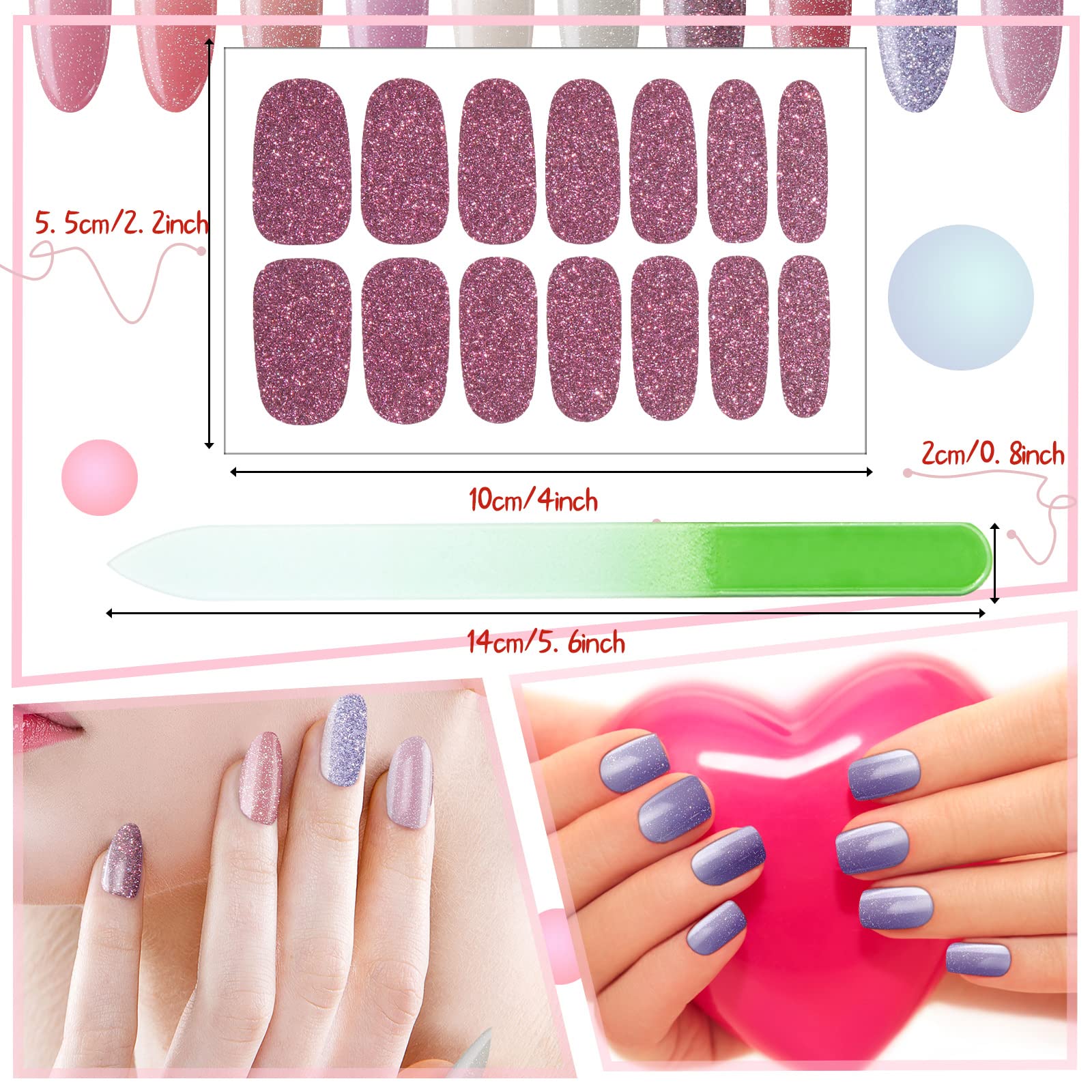 Maitys 336 Pieces Full Wrap Nail Sticker Set with File | Self-Adhesive Gel Nail Art