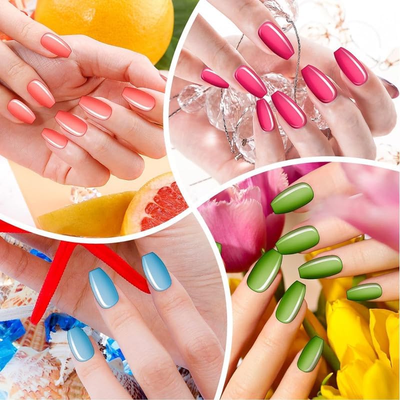 Maitys 720-Piece 30-Set Medium Square Ballerina Press-On Nails – Glossy Solid Colors