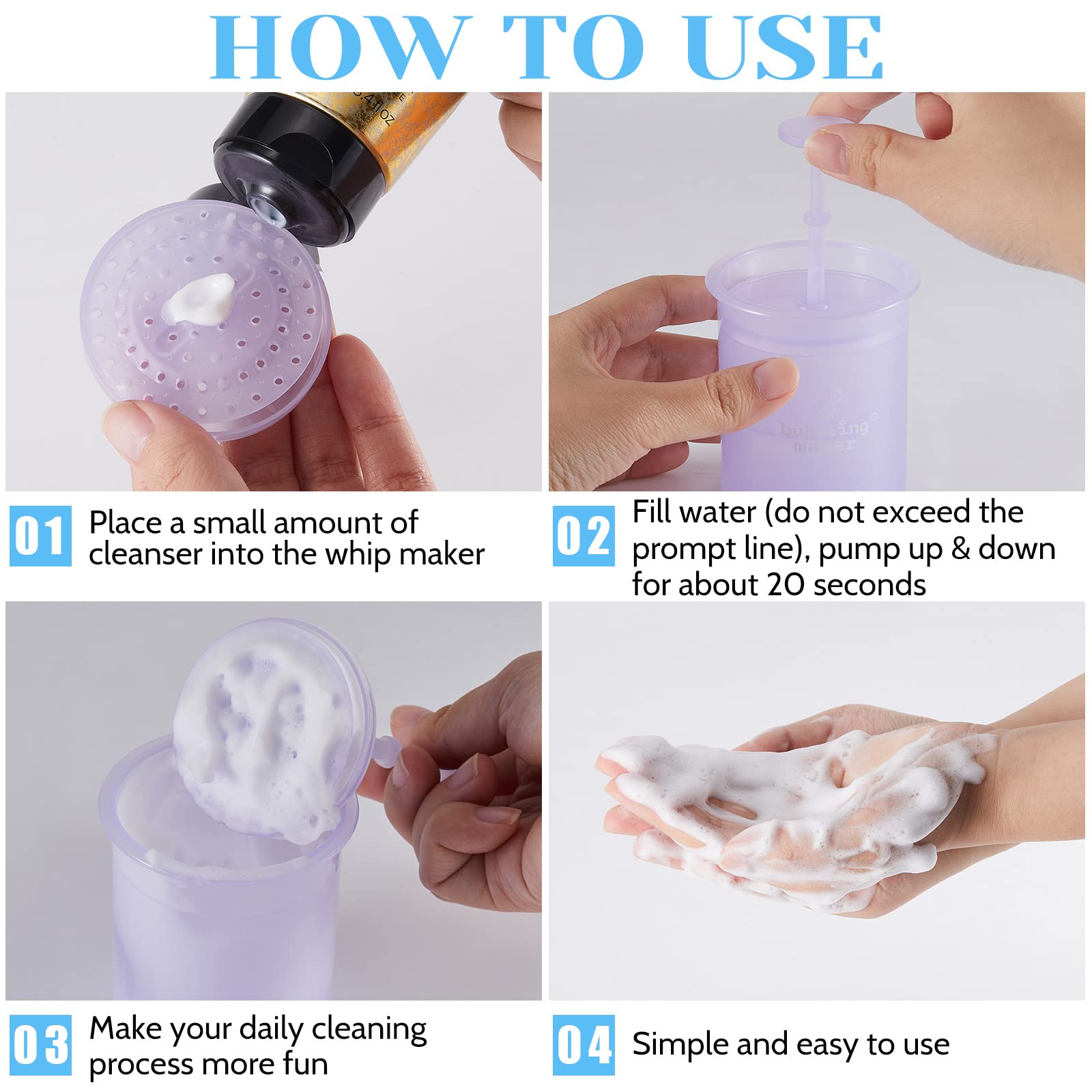Maitys 4 Pcs Face Foam Maker – Travel-Friendly Face Wash Foamer Kit