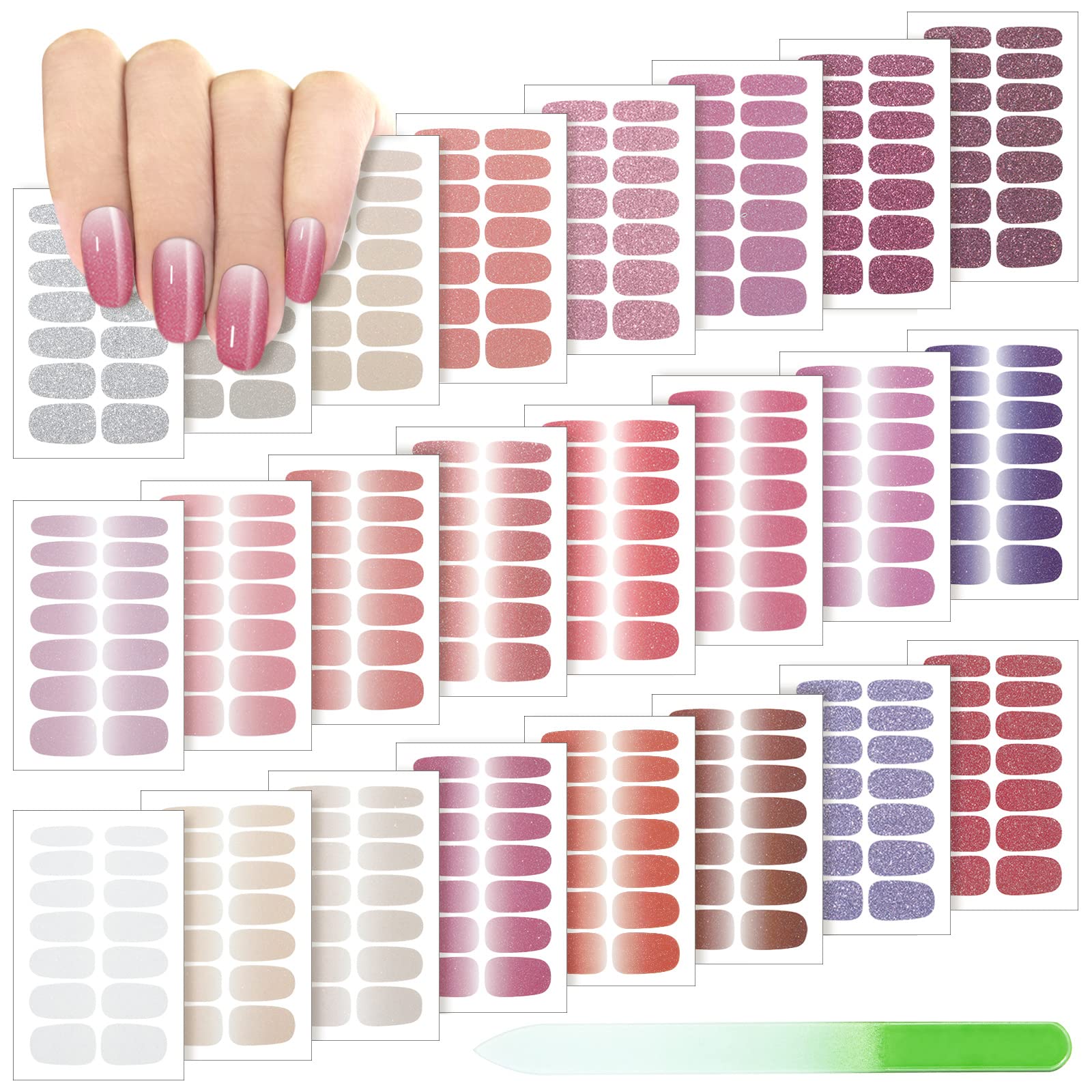 Maitys 336 Pieces Full Wrap Nail Sticker Set with File | Self-Adhesive Gel Nail Art