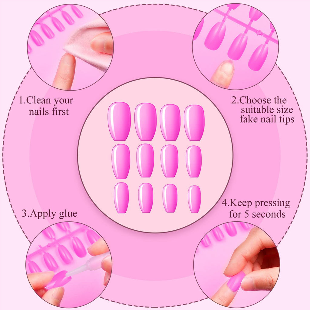 Maitys 720-Piece 30-Set Medium Square Press-On Nails – Glossy Ballerina Coffin Style