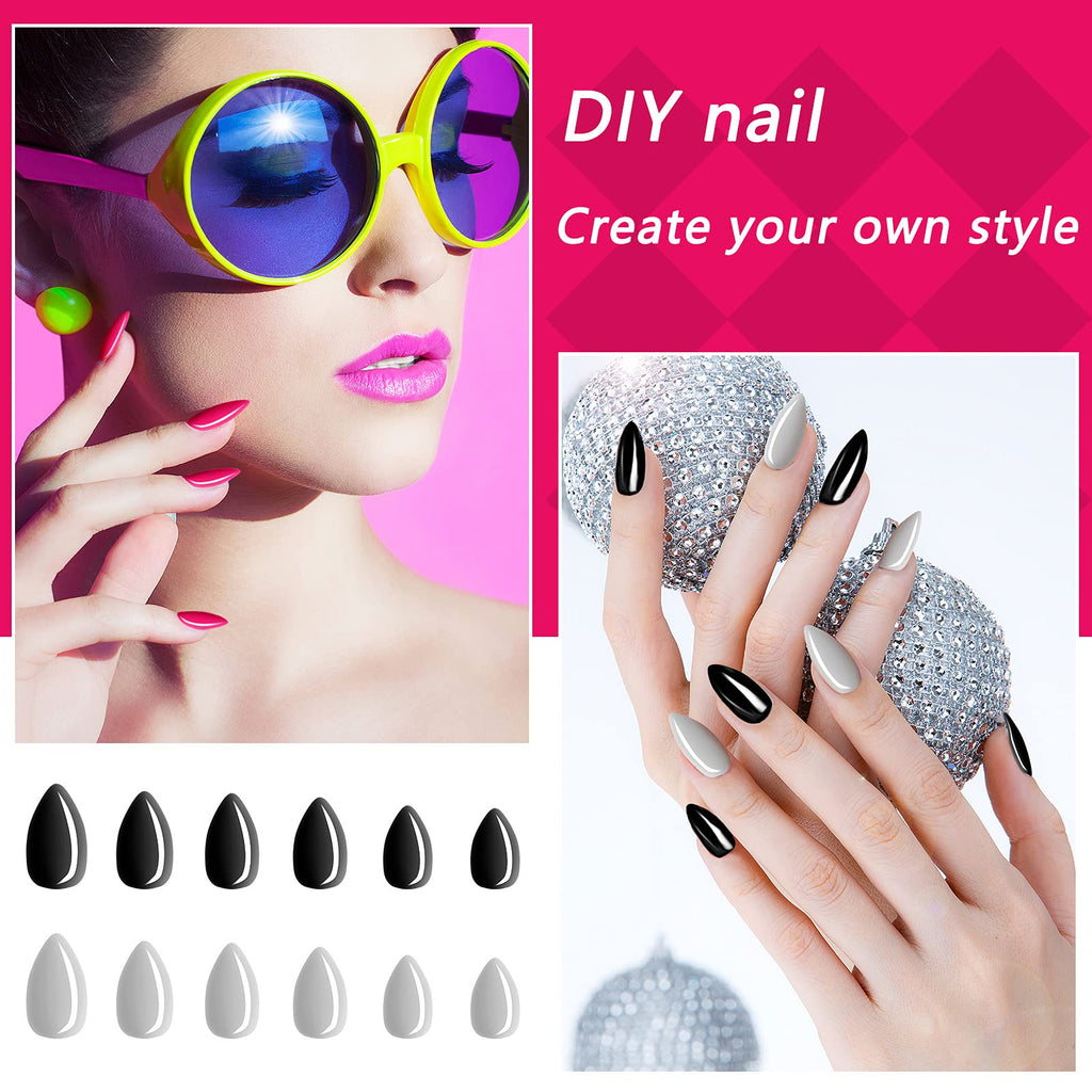 Maitys Almond Press-On Nails – 36 Colors, 864 Pcs | Glossy Full-Cover Nails for Women
