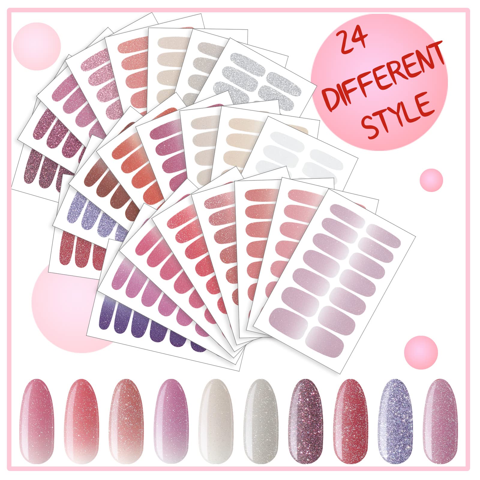 Maitys 336 Pieces Full Wrap Nail Sticker Set with File | Self-Adhesive Gel Nail Art