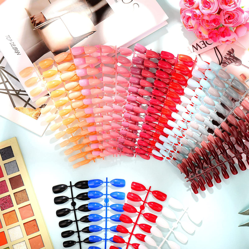 Maitys Almond Press-On Nails – 36 Colors, 864 Pcs | Glossy Full-Cover Nails for Women