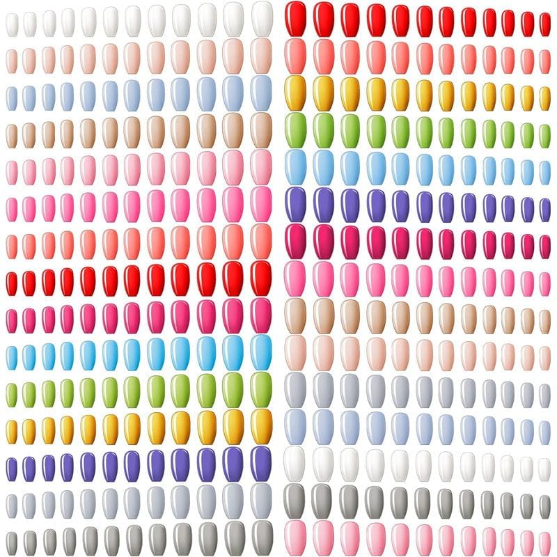 Maitys 720-Piece 30-Set Medium Square Ballerina Press-On Nails – Glossy Solid Colors