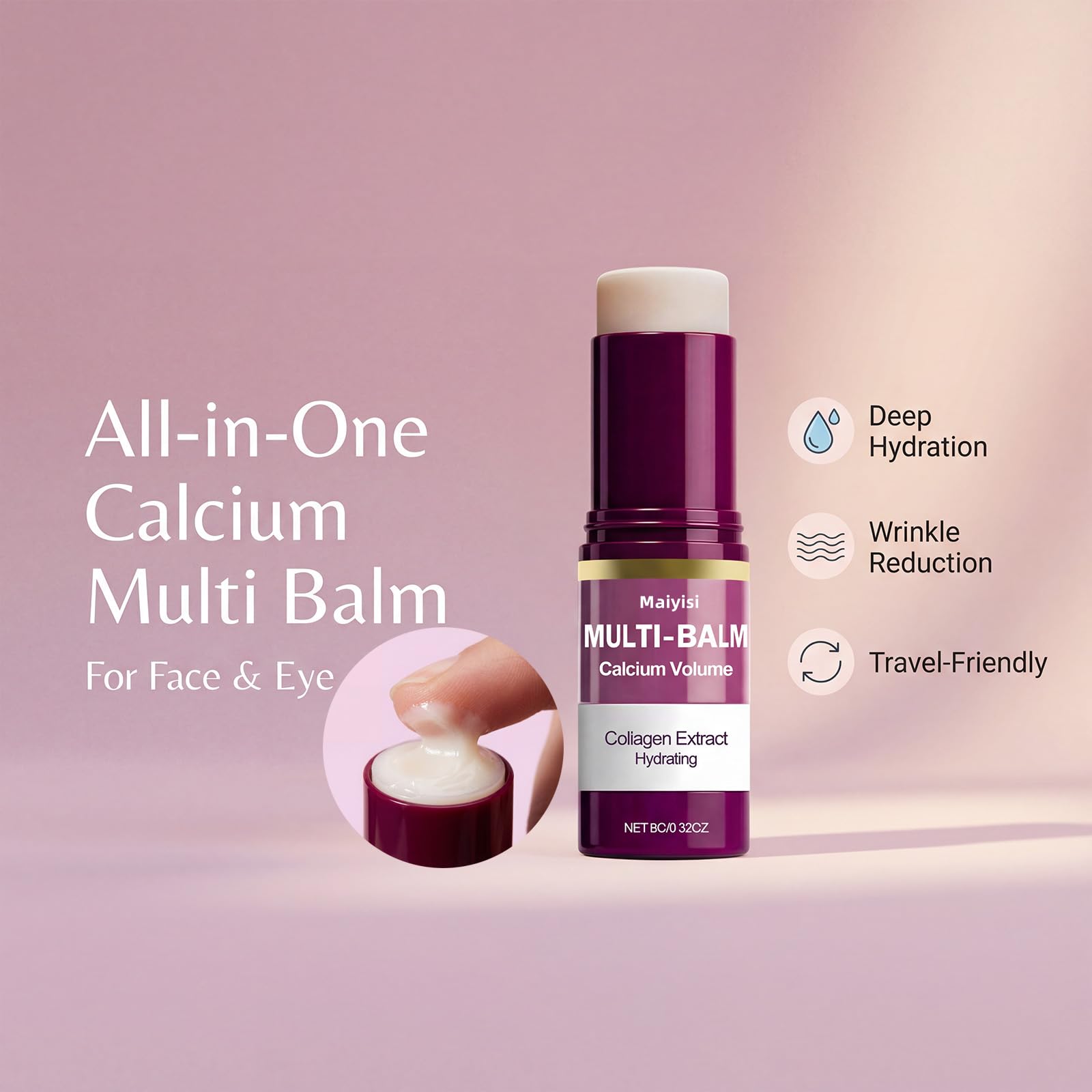 Maiyisi Calcium Volume Multi Balm Stick – Hydration, Firming & Anti-Wrinkle for Face & Eyes