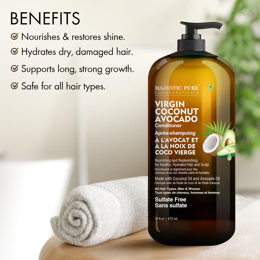 Majestic Pure Avocado Coconut Conditioner – Gentle, Vitamin-Enriched Hair Care