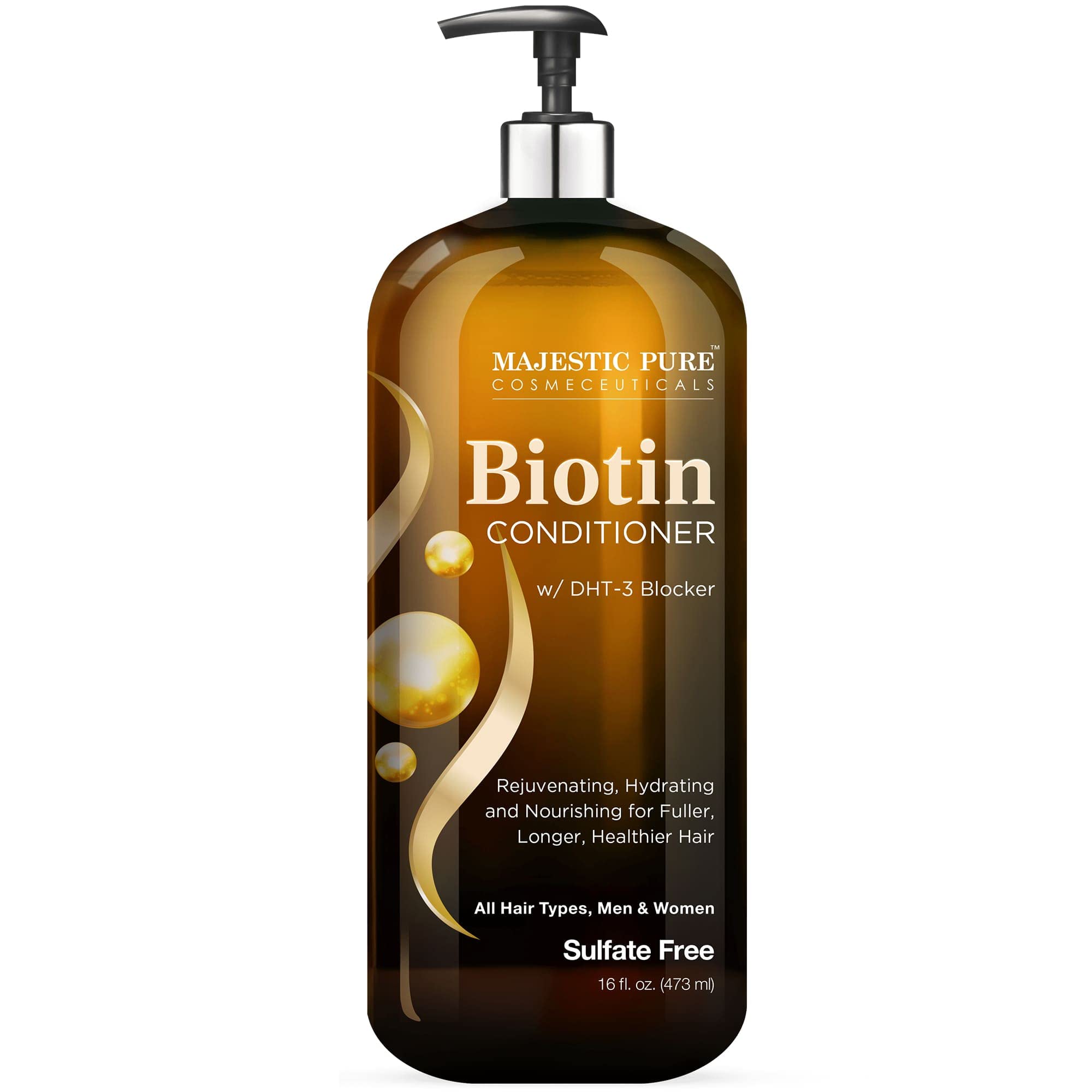Majestic Pure Biotin Conditioner for Hair Loss – Thickening & Volumizing, DHT-3 Blocker, Keratin & Rosemary Oil, Sulfate Free, All Hair Types, 16 fl oz