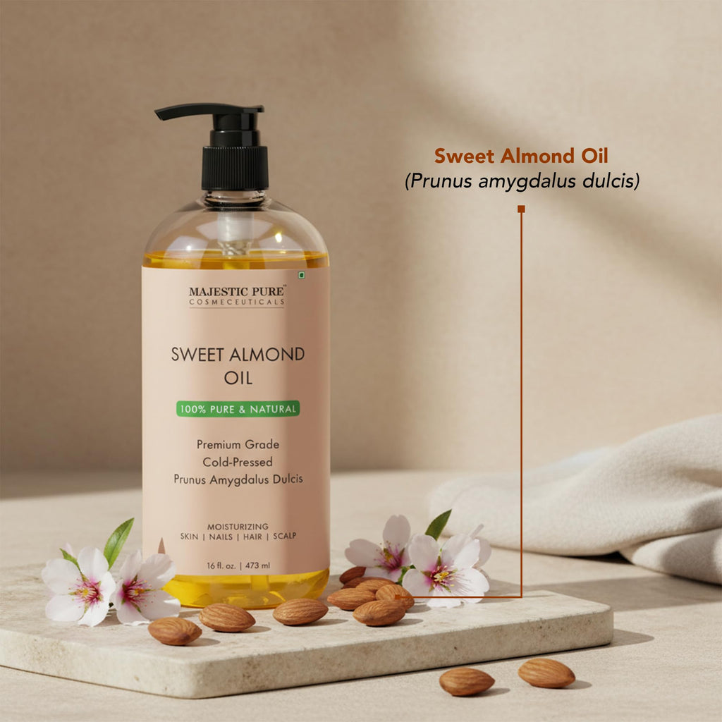 Majestic Pure Sweet Almond Oil — Cold-Pressed, Triple A Grade, Spanish Origin, 16 fl oz