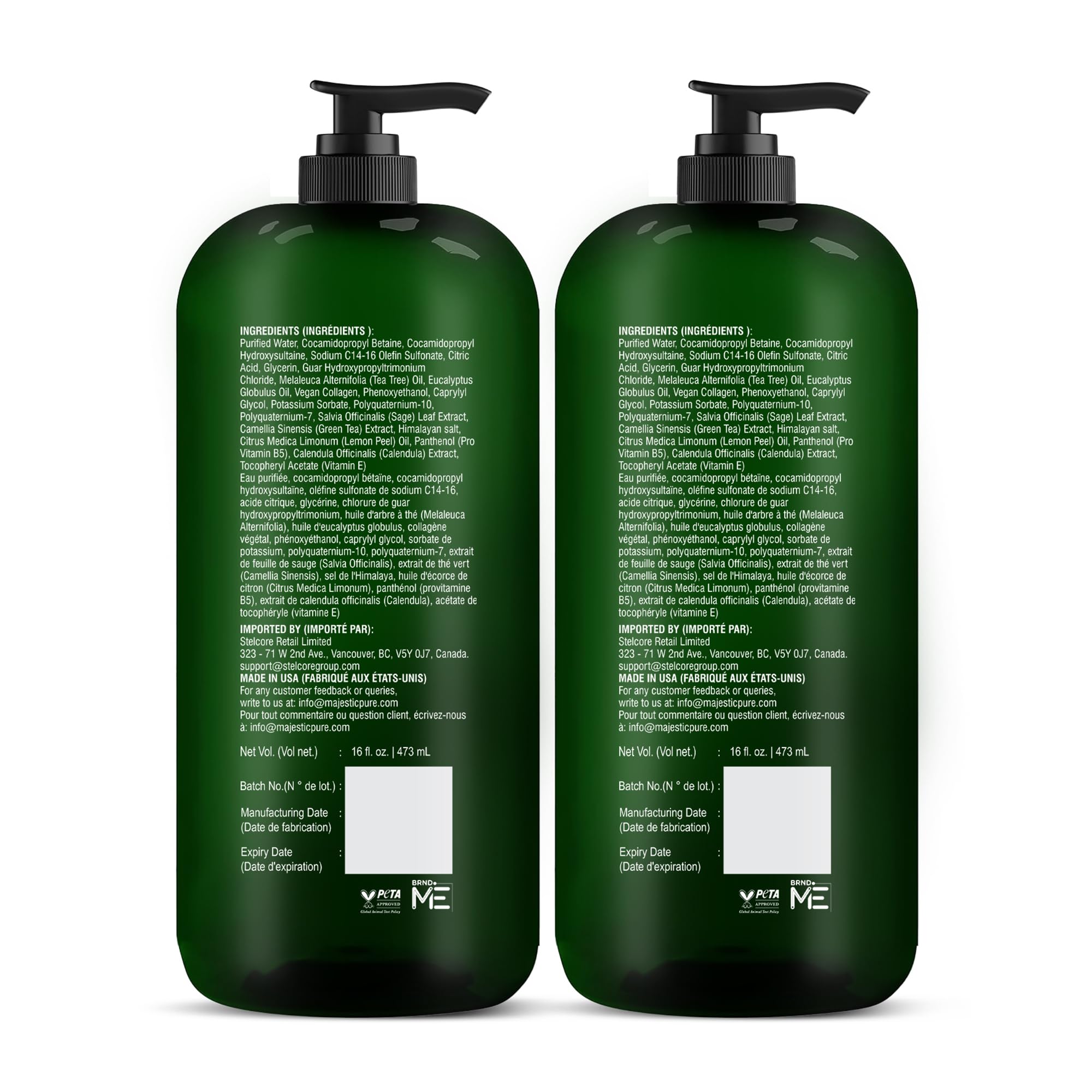 Majestic Pure Tea Tree Body Wash - Soothe Dry Skin & Irritation - Cruelty-Free, Sulfate-Free (16 fl oz Pack of 2)