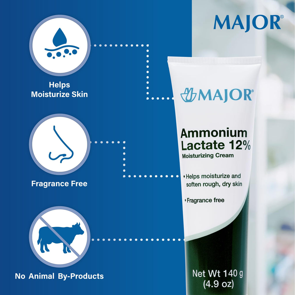 MAJOR Ammonium Lactate 12% Moisturizing Cream – Fragrance-Free Hydration (2 Pack, 4.9 oz)