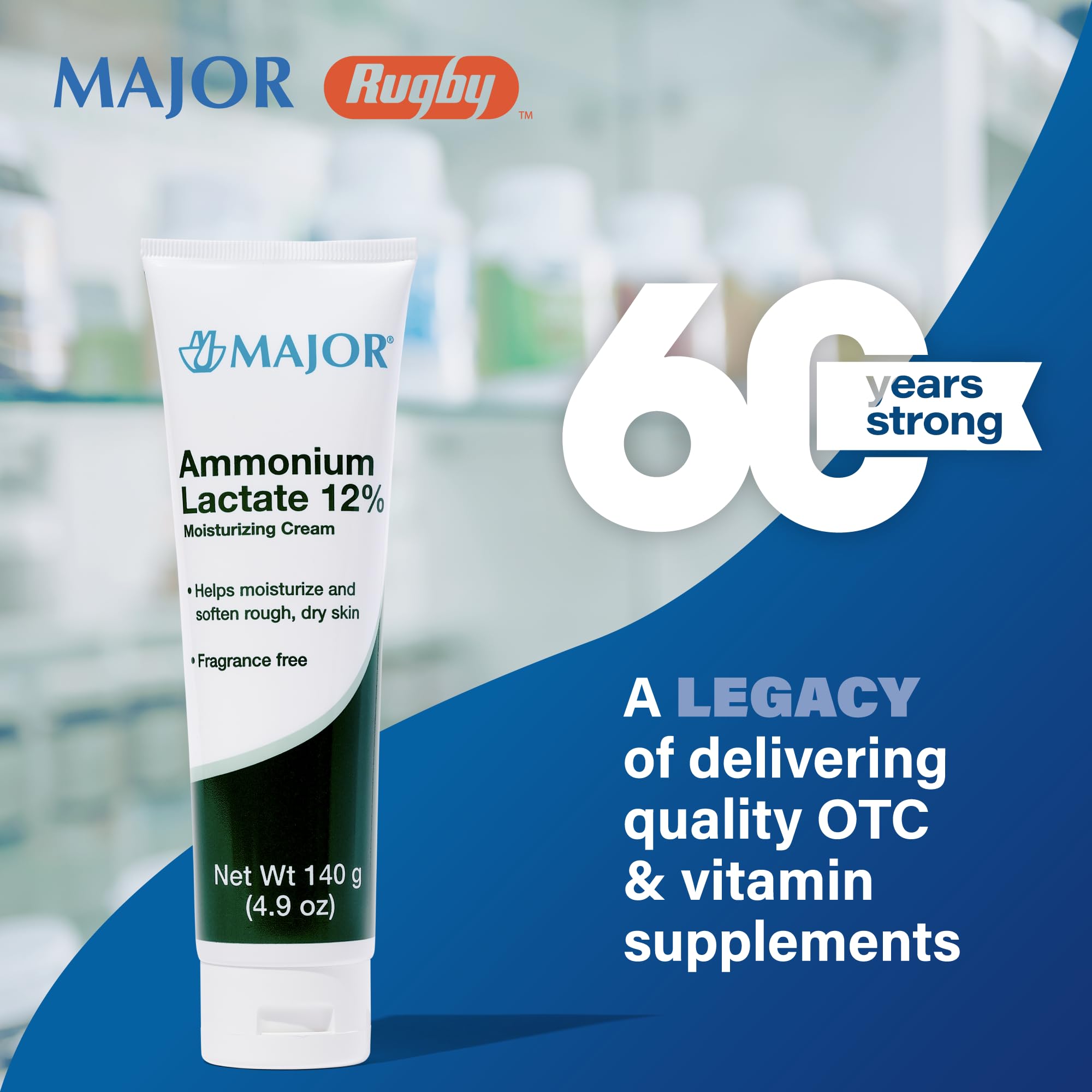 MAJOR Ammonium Lactate 12% Moisturizing Cream – Fragrance-Free Hydration (2 Pack, 4.9 oz)
