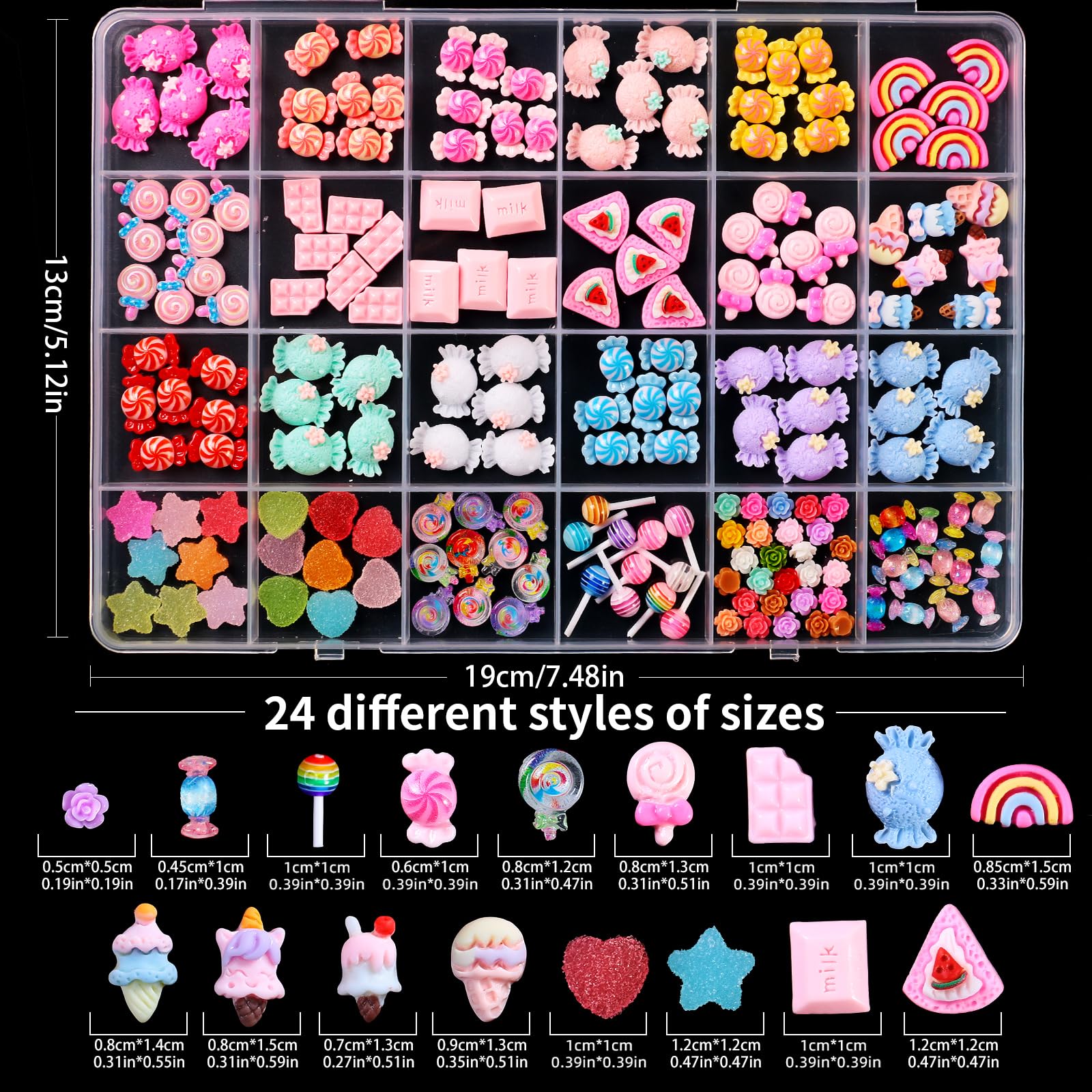 Major Dijit 3D Mix Color Nail Charms – 24 Styles for Nail Art & DIY Crafts