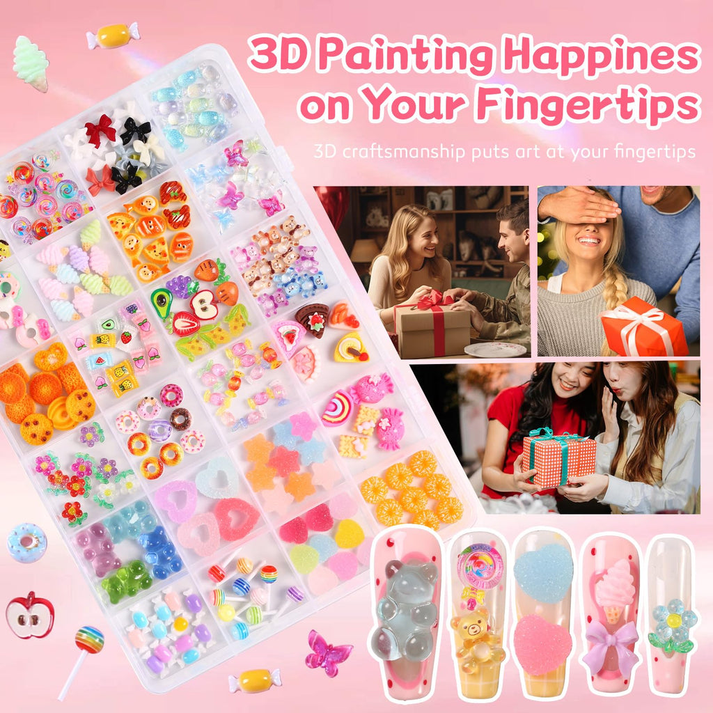 Major Dijit 3D Mix Nail Charms – 24 Colorful Styles for Creative Nail Art