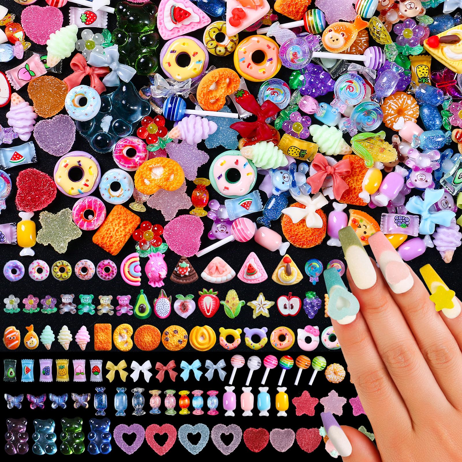 Major Dijit 3D Mix Nail Charms – 24 Colorful Styles for Creative Nail Art