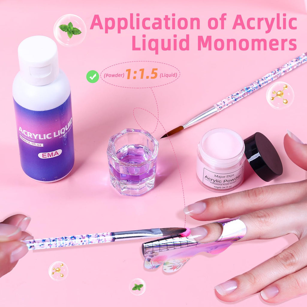 Major Dijit Acrylic Nail Kit – All-in-One Starter Set with Drill, Lamp, Polishes & Gels for Home Salon