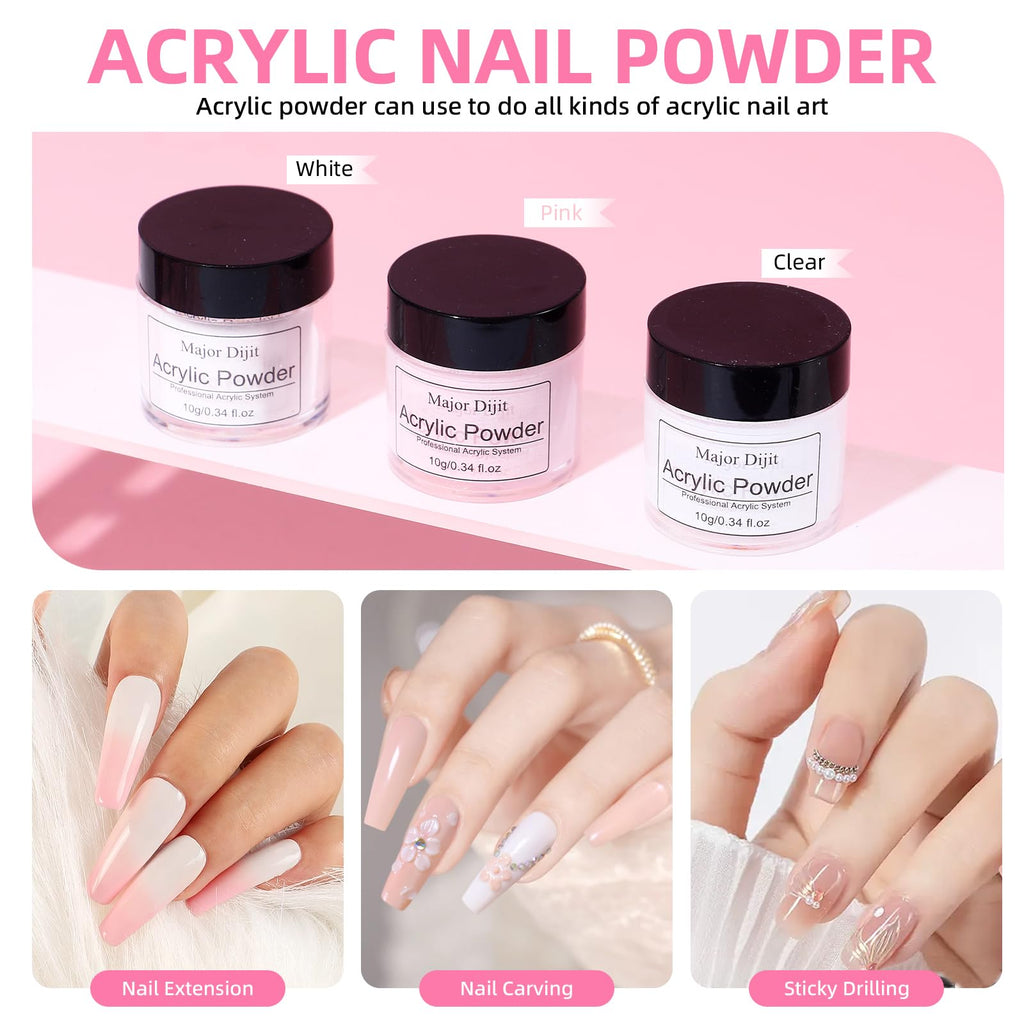 Major Dijit Acrylic Nail Kit – All-in-One Starter Set with Drill, Lamp, Polishes & Gels for Home Salon