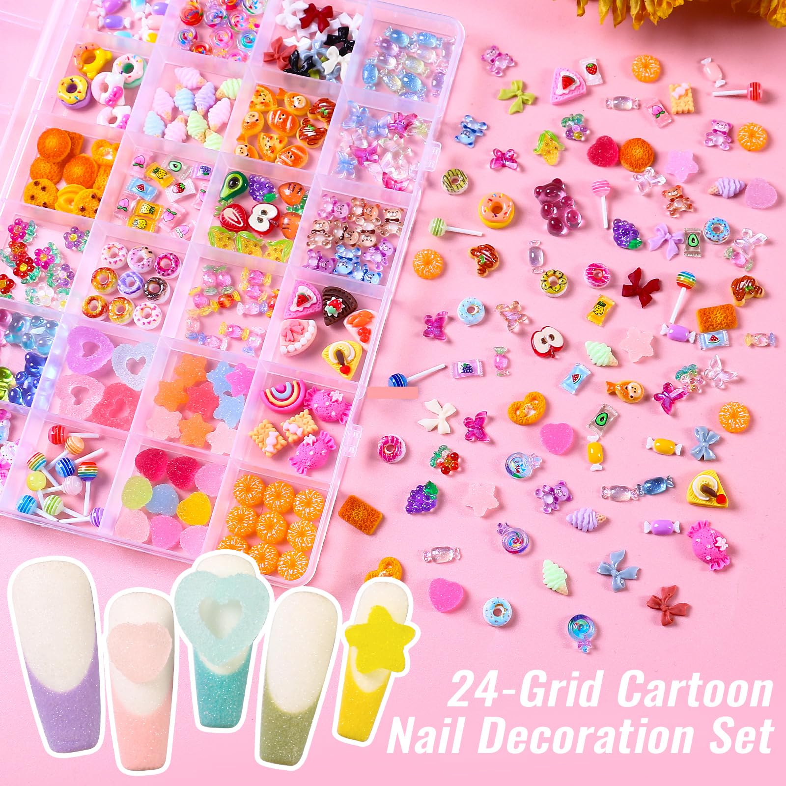 Major Dijit 3D Mix Nail Charms – 24 Colorful Styles for Creative Nail Art