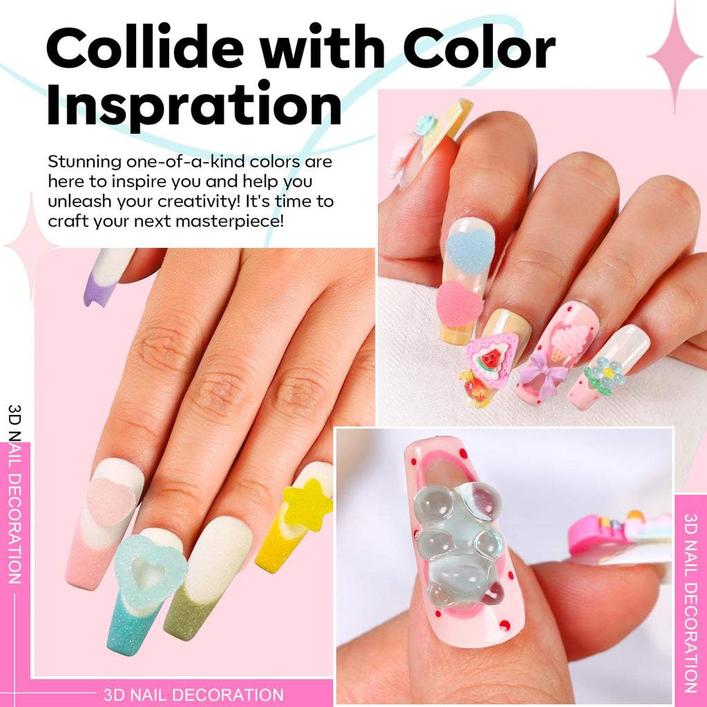 Major Dijit 3D Mix Nail Charms – 24 Colorful Styles for Creative Nail Art