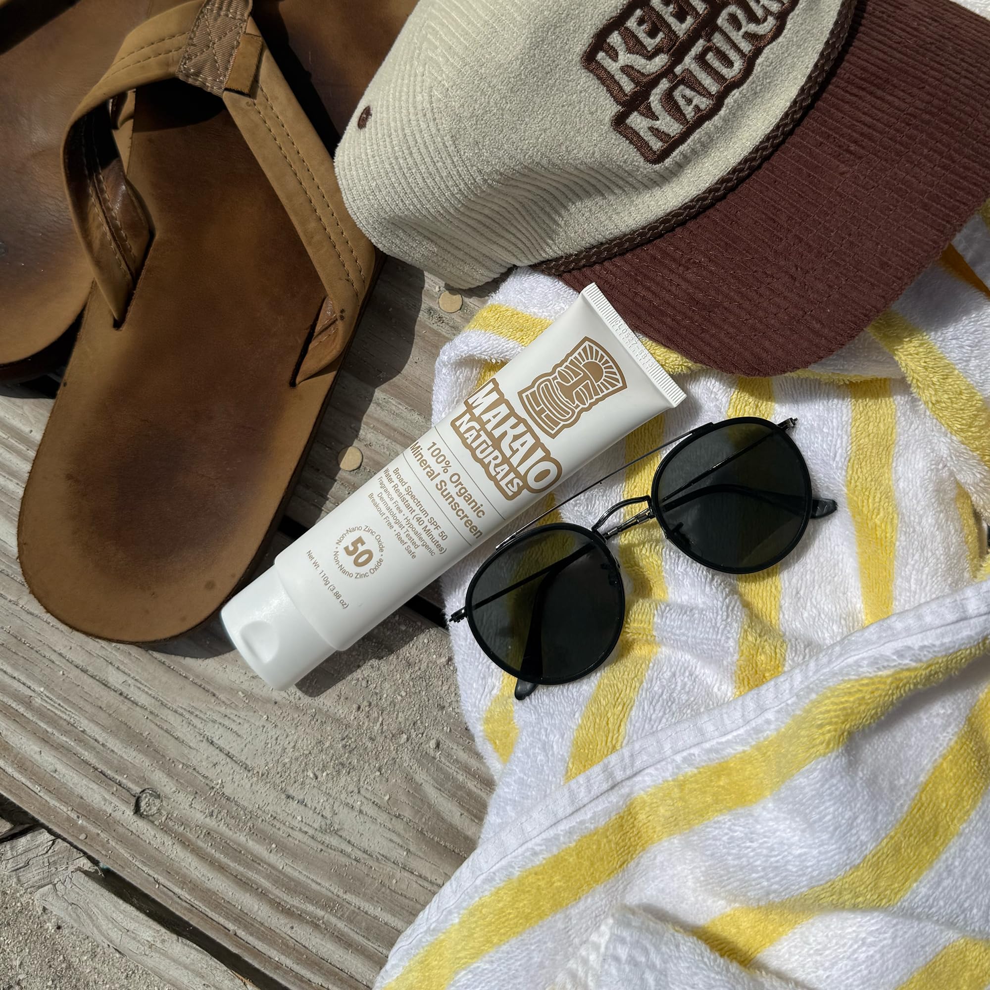 Makaio Naturals SPF 50 Mineral Sunscreen – Unscented, Face & Body, Non-Nano Zinc, Reef Safe, Vegan