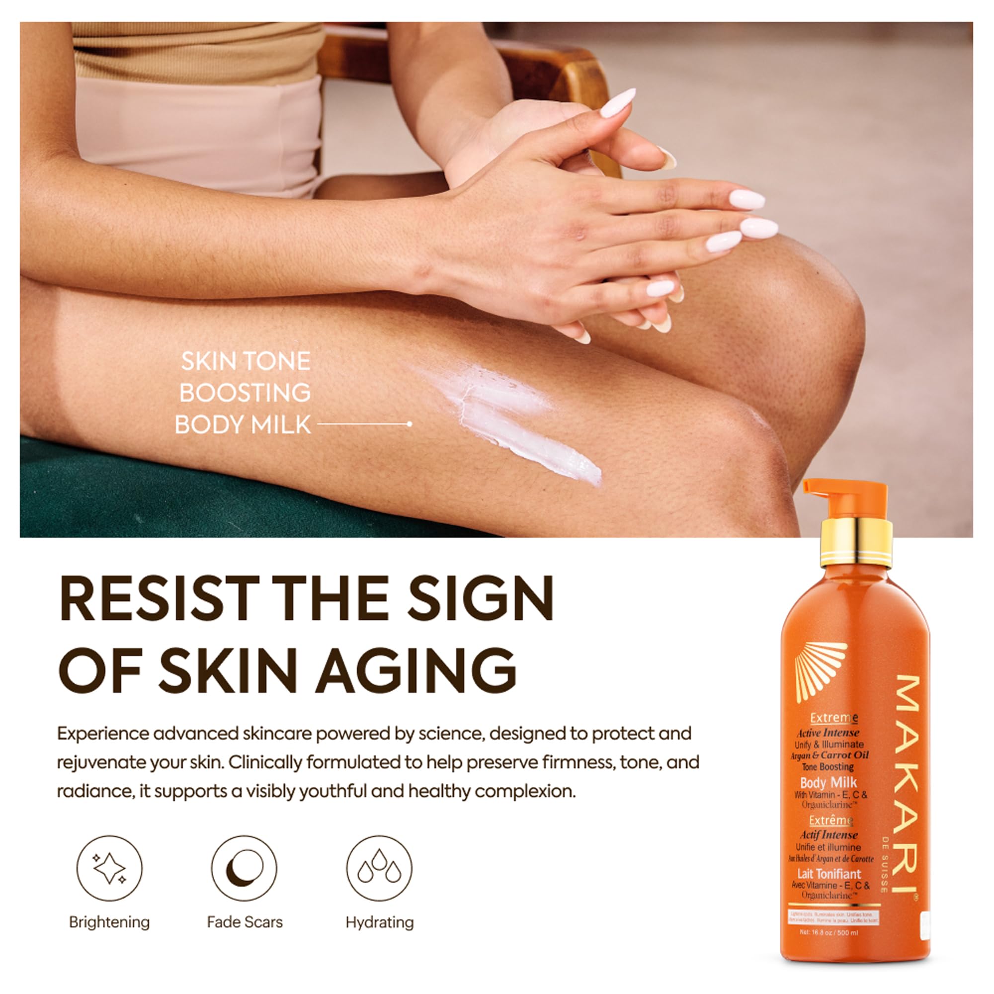 MAKARI Extreme Active Intense Carrot & Argan Oil Body Milk – Tone & Illuminate, 16.8 oz