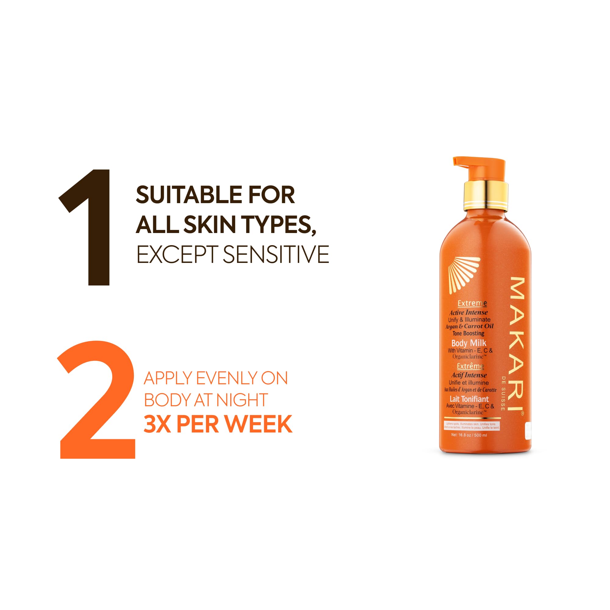 MAKARI Extreme Active Intense Carrot & Argan Oil Body Milk – Tone & Illuminate, 16.8 oz