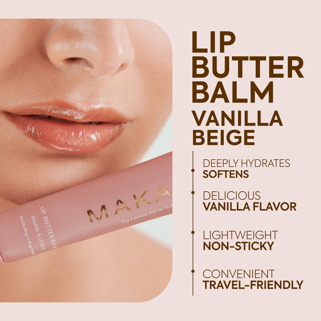 Makari Vanilla Beige Lip Butter Balm (0.5 oz) – Lightweight, Non-Sticky Lip Moisturizer for Daily Care