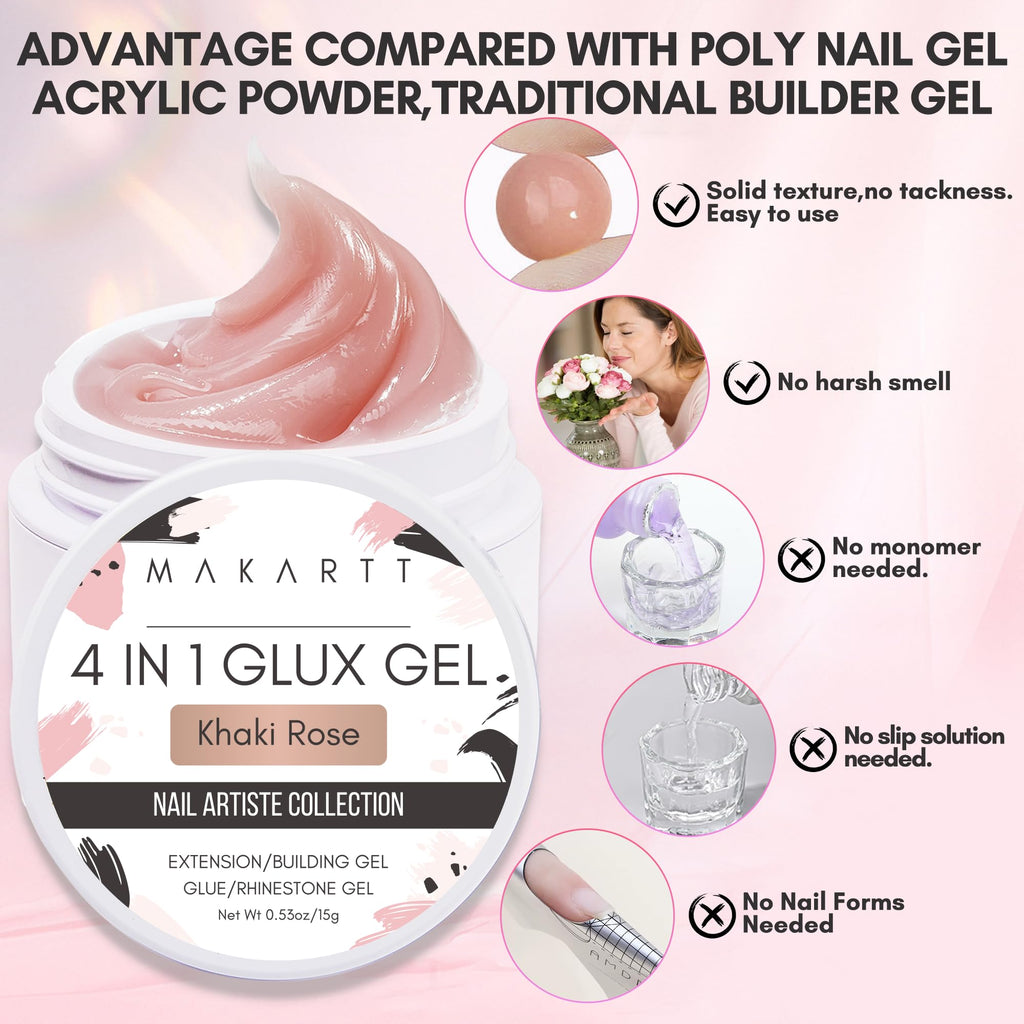Makartt 3D Sculpting Gel Starter Kit – 4 Colors (Clear + 3 Nude), Floral Molds, Multi-Use Builder Gel