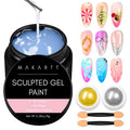Makartt 3D Gel Nail Art & Chrome Powder Kit – Clear Sculpting Gels, No-Wipe 3D Gel, Gold & Silver Chrome