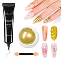 Makartt 3D Gel Nail Art Kit with Gold Chrome Powder – Clear Molding Gel & Mirror Powder Set