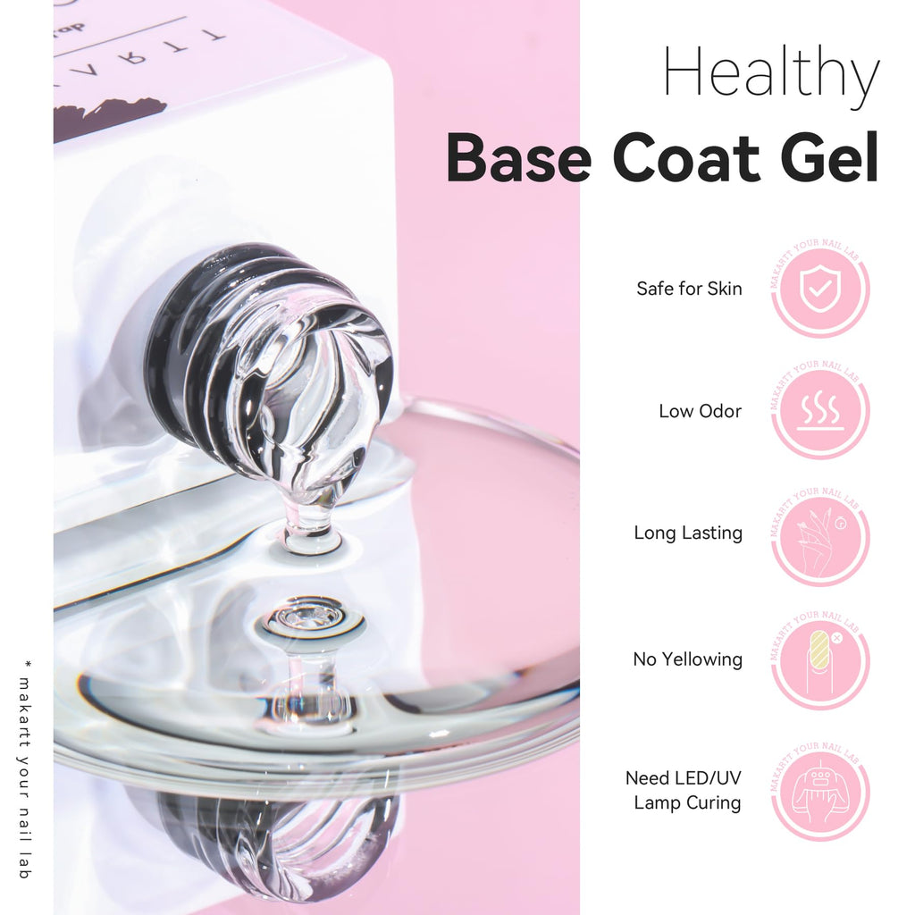 Makartt Base Coat Nail Polish 15ml – Extra Strong Gel Base Coat & Nail Glue for Small Nail Charms | Clear Foundation