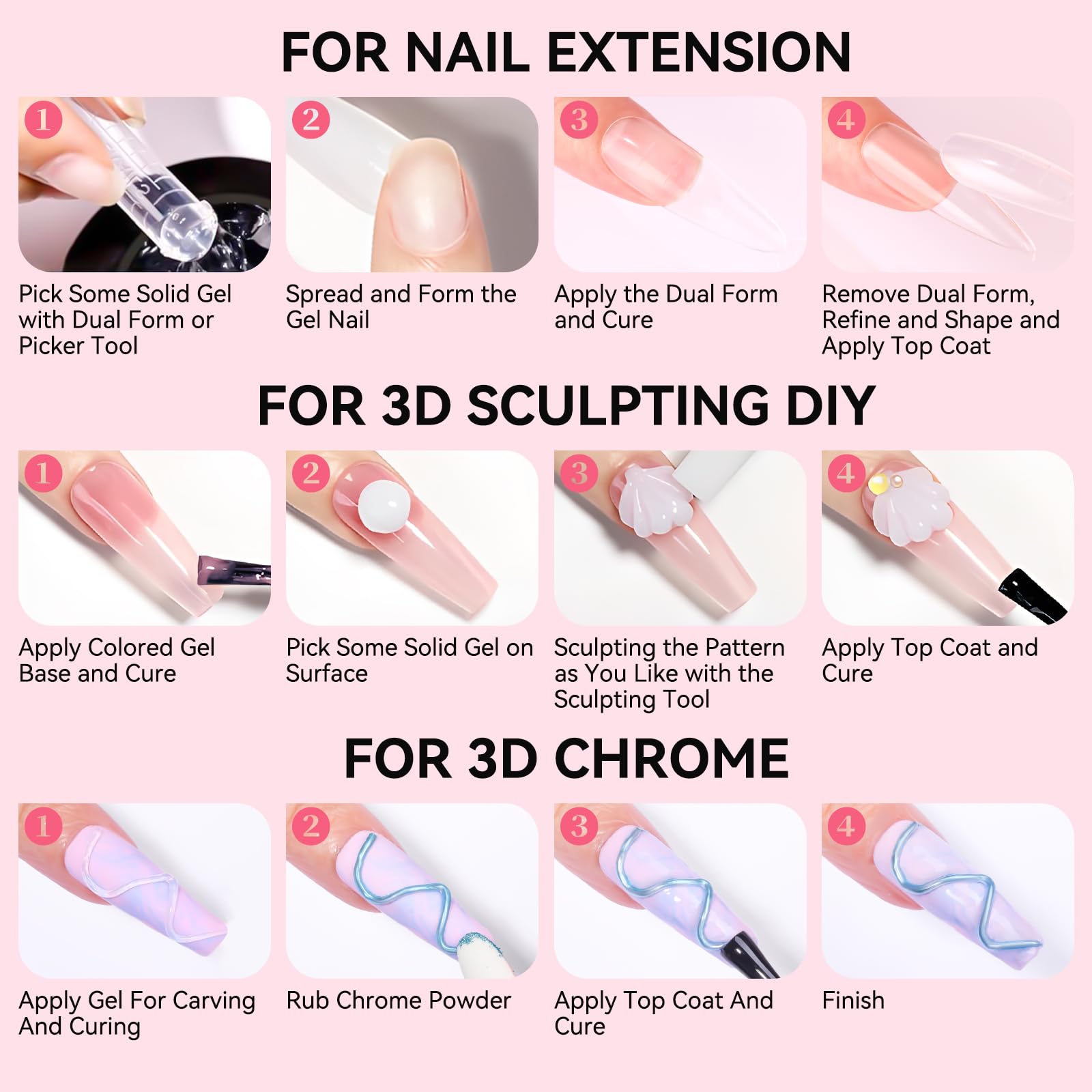 Makartt 3D Gel Nail Art 50g Clear Builder Gel for Extensions & 3D Nail Art