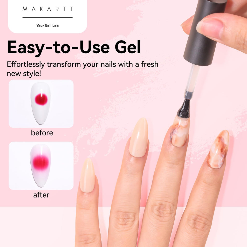 Makartt Blooming Gel-Clear 2 Pcs – Blooming Gel Nail Polish for Marble & Watercolor Nail Art
