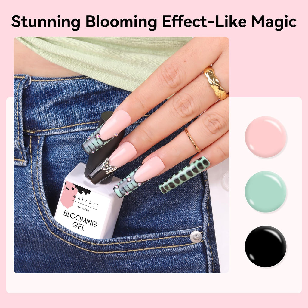 Makartt Blooming Gel-Clear 2 Pcs – Blooming Gel Nail Polish for Marble & Watercolor Nail Art