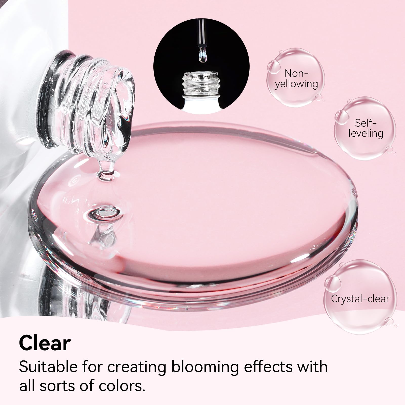 Makartt Blooming Gel-Clear 2 Pcs – Blooming Gel Nail Polish for Marble & Watercolor Nail Art