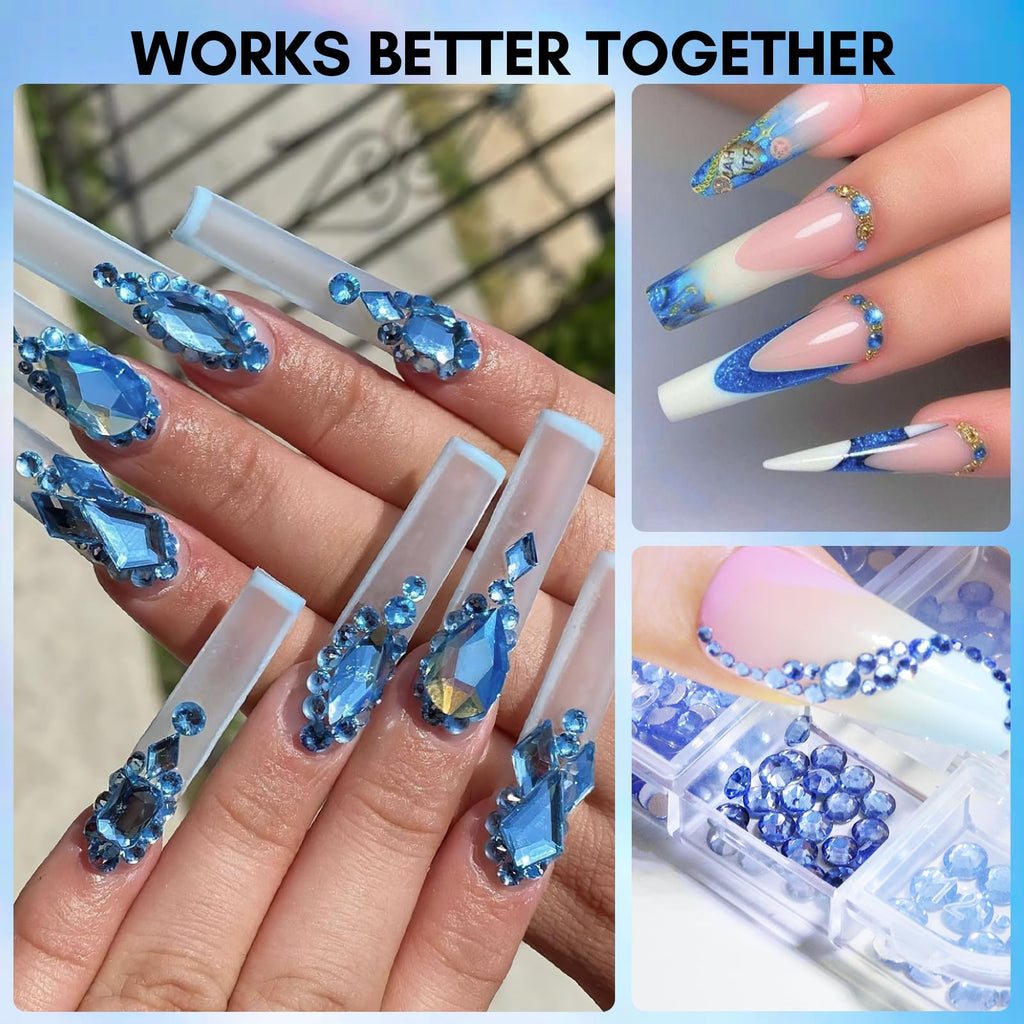 Makartt Blue Nail Rhinestones – Flat-Back Crystal Gems for DIY Nail Art & Crafts
