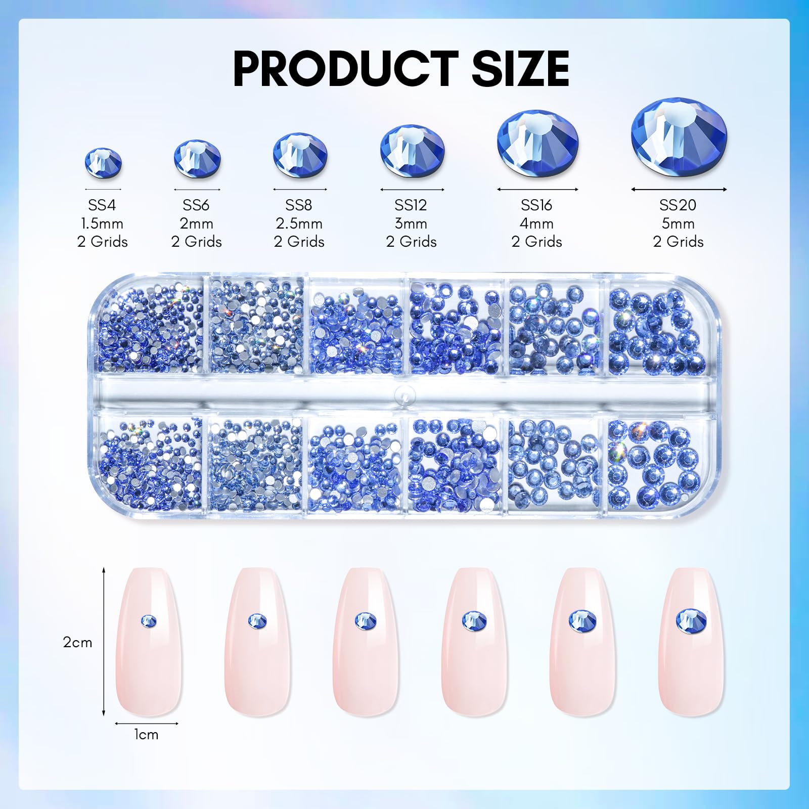 Makartt Blue Nail Rhinestones – Flat-Back Crystal Gems for DIY Nail Art & Crafts