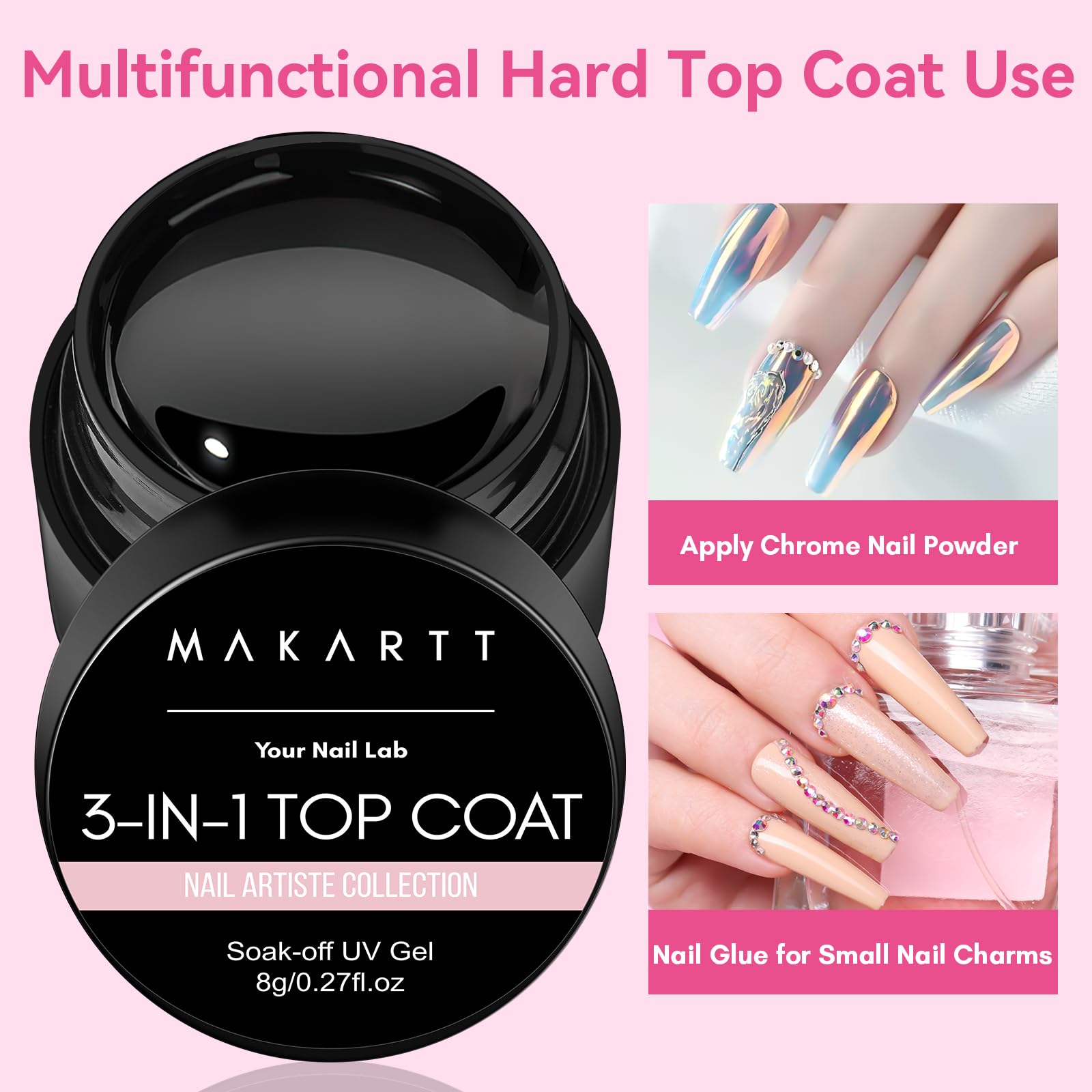 Makartt Gel Top & Base Coat Set — 2-Piece Gel Nail Kit with Brush