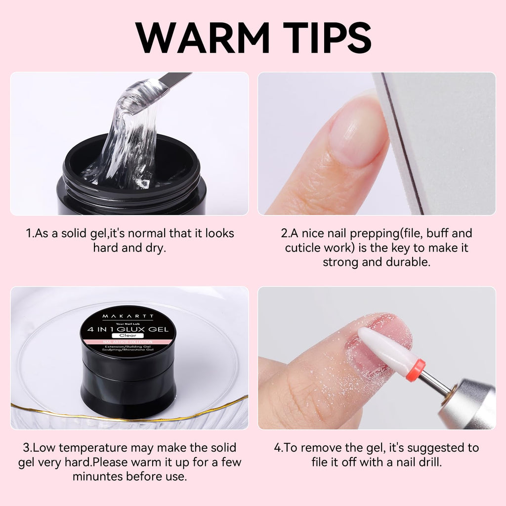 Makartt 3D Sculpting Gel Kit – 30g Clear, Non-Sticky 3D Nail Art Gel with Chrome Powder & Molds
