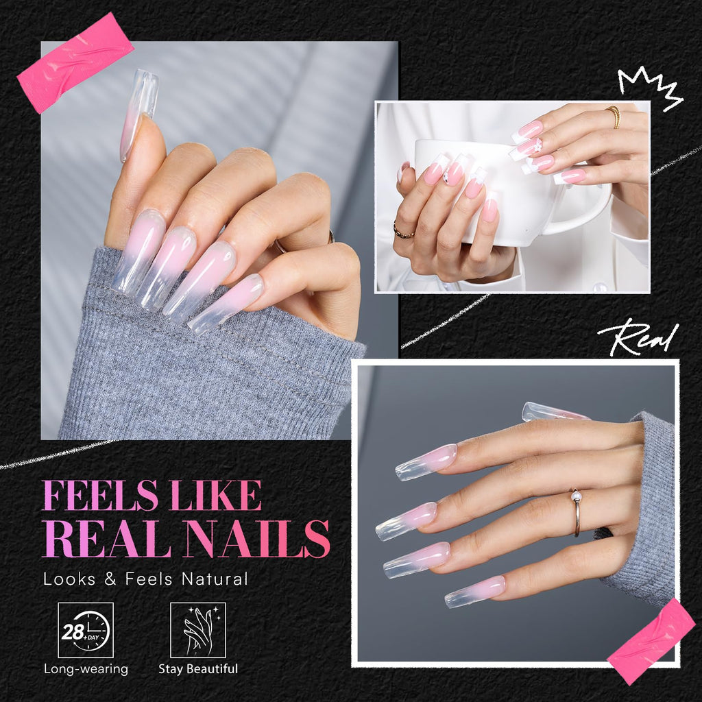 Makartt Medium Square Nail Tips – 504 PCS, 13 Sizes, Clear, Half-Matte