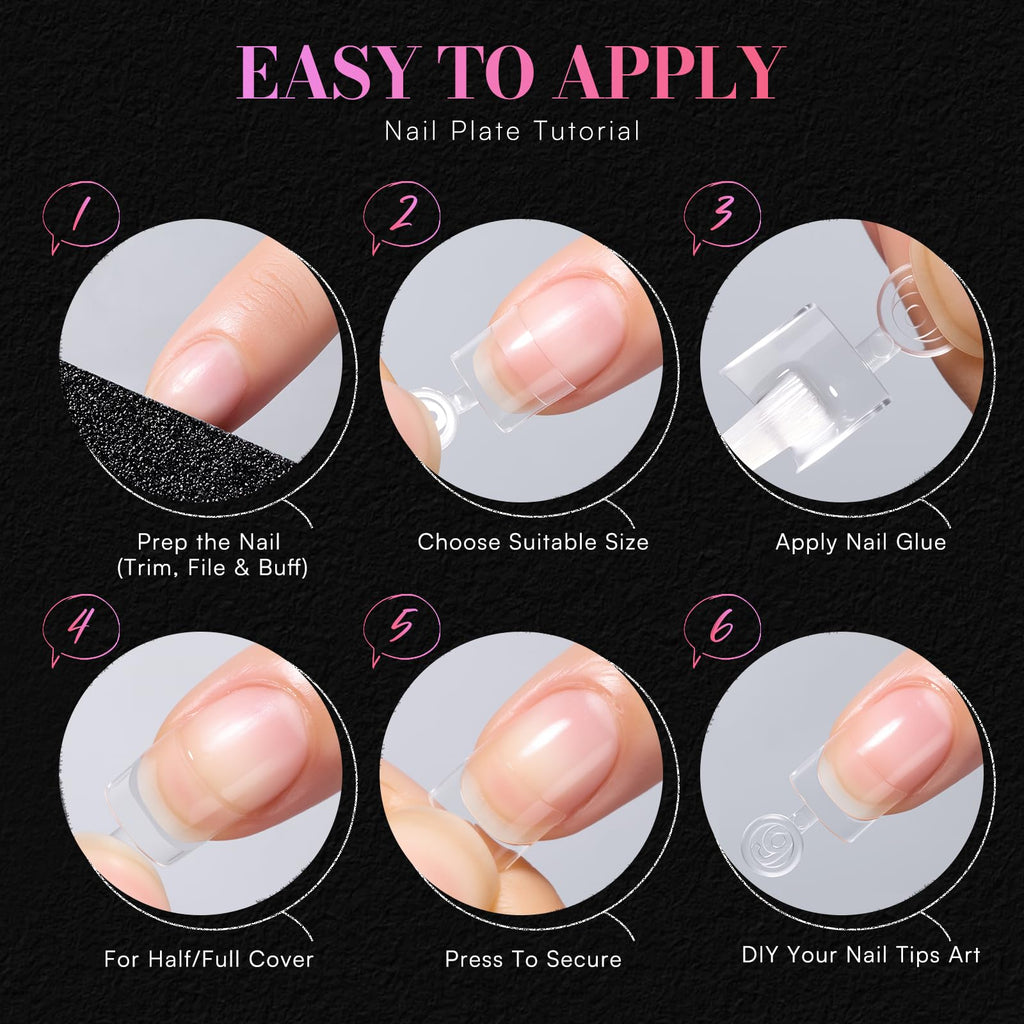 Makartt Short Square Nail Tips – 504 PCS Half-Cover Acrylic Tips, 15 Sizes, Easy DIY Manicure