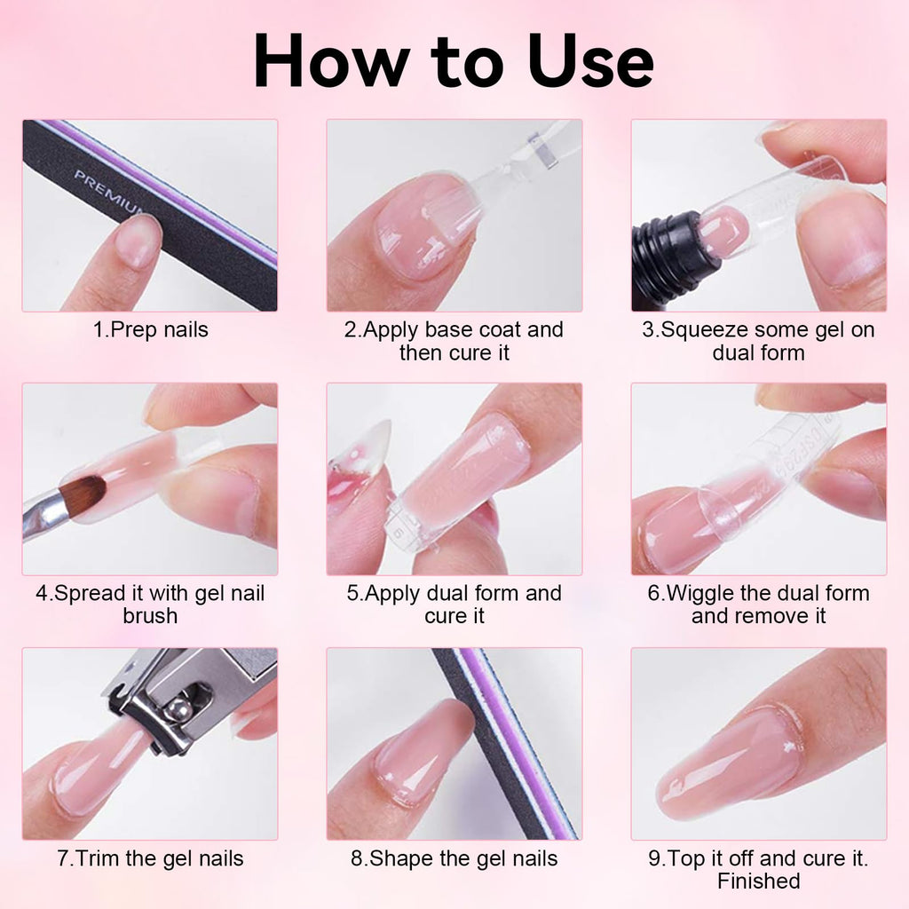 Makartt Hema-Free Poly Nail Gel Set – Nude & Dark Almond for Extensions (30ML x2)