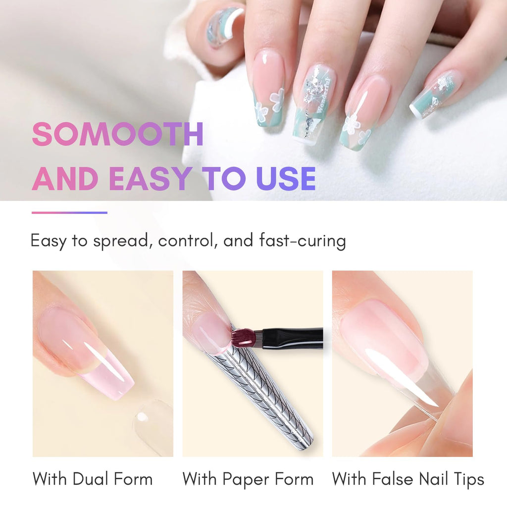 Makartt Poly Nail Gel Set – Milky White & Nude Pink, 50ML Each | Builder Gel for Extensions & Overlays | Long-Lasting Nail Art at Home