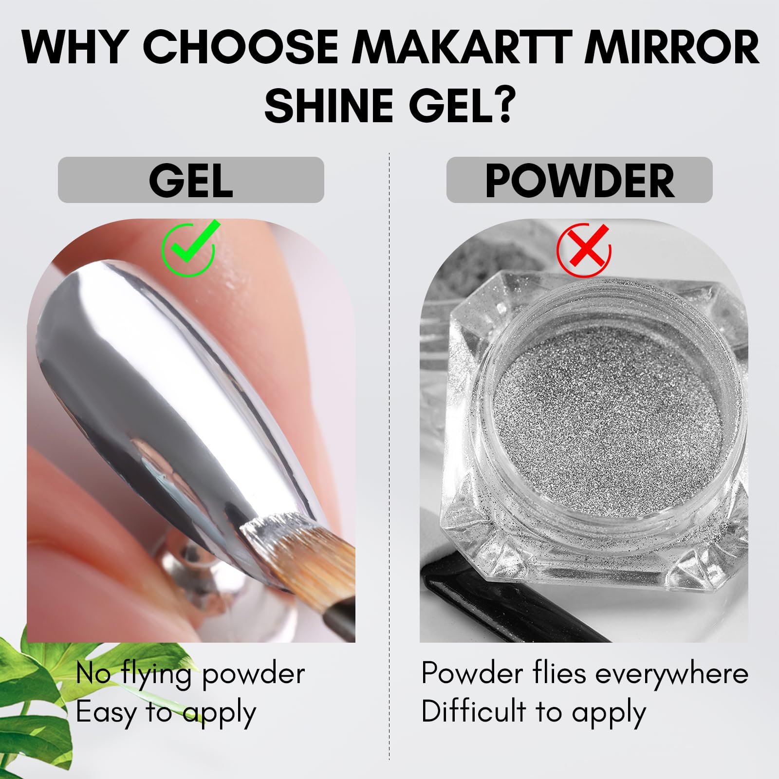 Makartt Mirror Shine Gel 8ml – Silver Chrome Nail Gel for 3D Art & French Tips