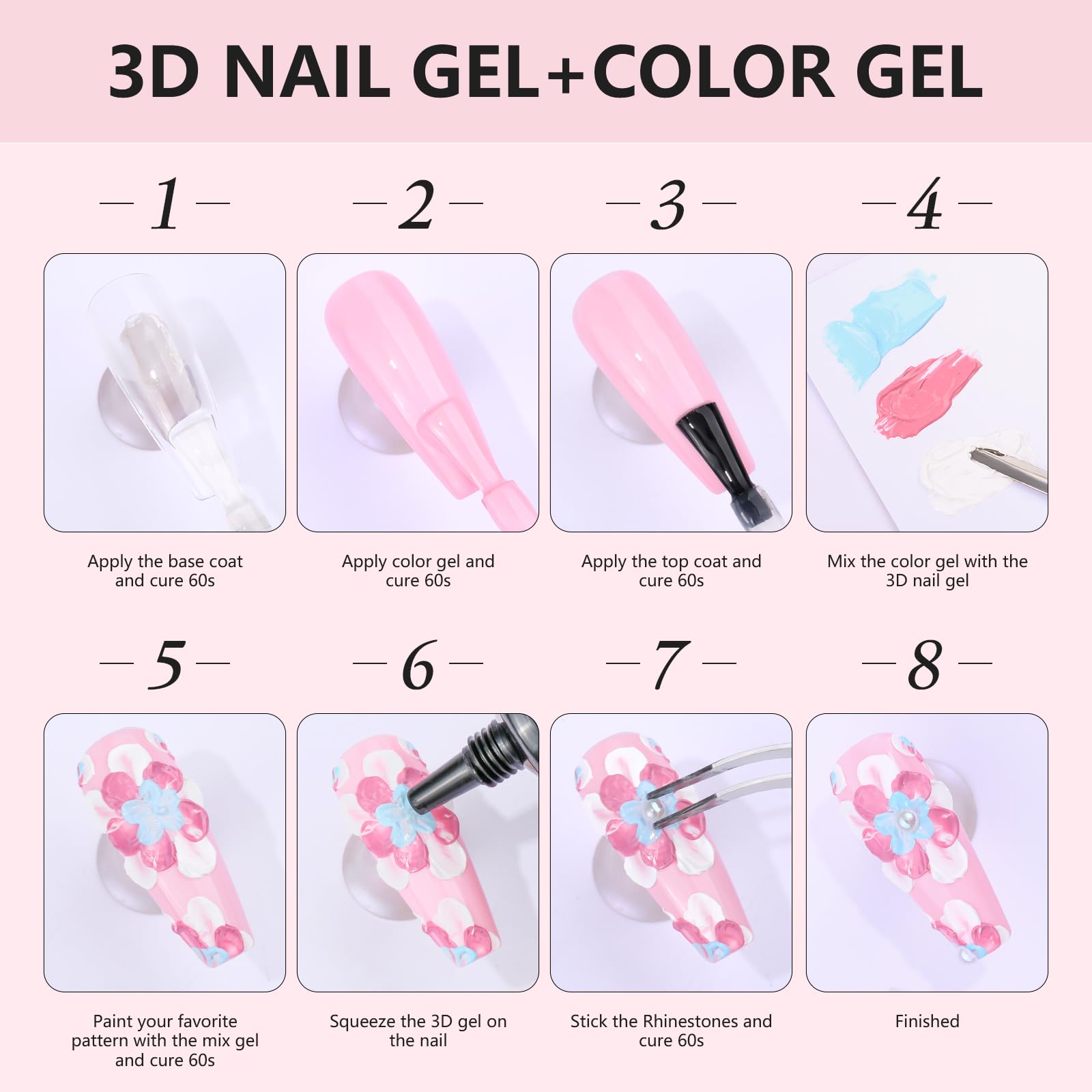 Makartt 3D Gel Nail Art Kit with Gold Chrome Powder – Clear Molding Gel & Mirror Powder Set