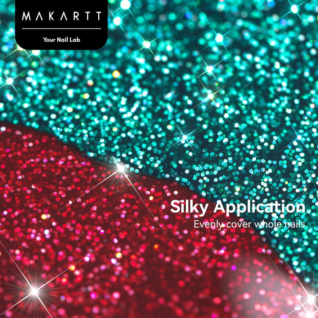 Makartt Christmas Glitter Gel Nail Polish Set – 2x15ml Shimmer Red & Green