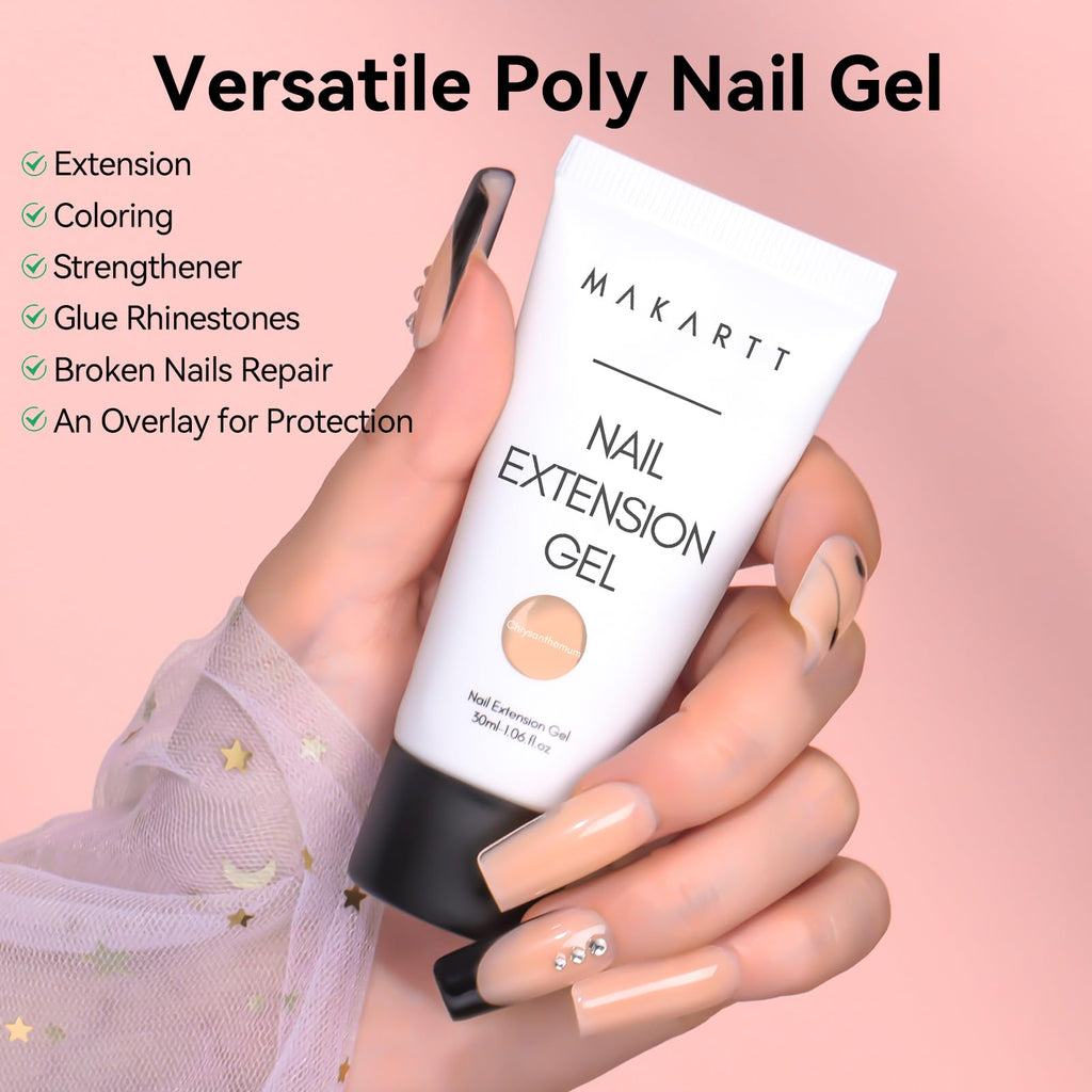 Makartt Hema-Free Poly Nail Gel Set – Nude & Dark Almond for Extensions (30ML x2)