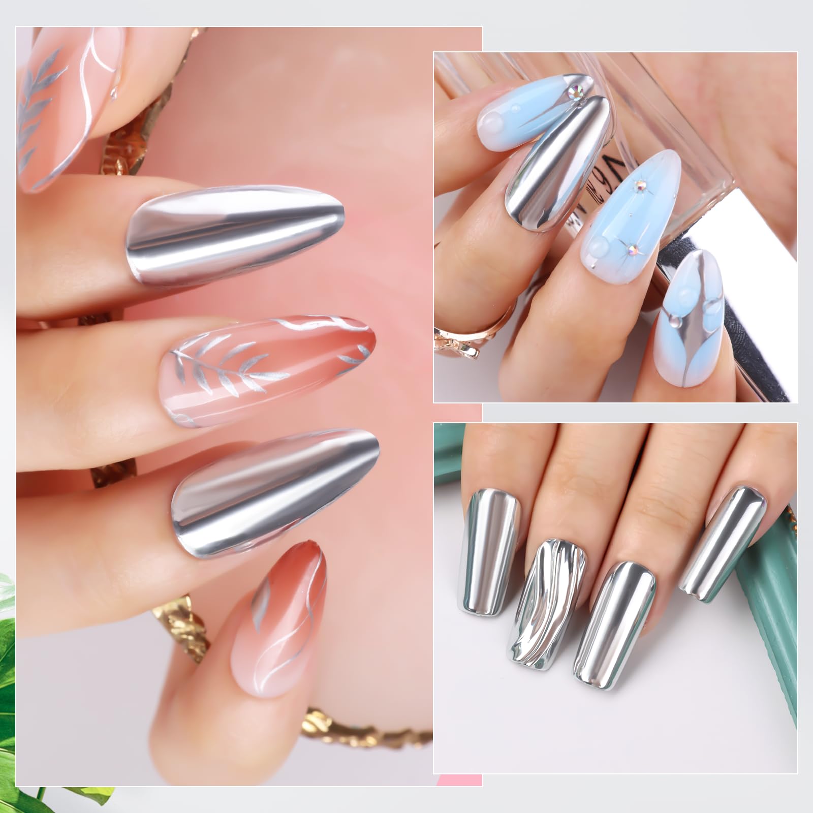 Makartt Mirror Shine Gel 8ml – Silver Chrome Nail Gel for 3D Art & French Tips