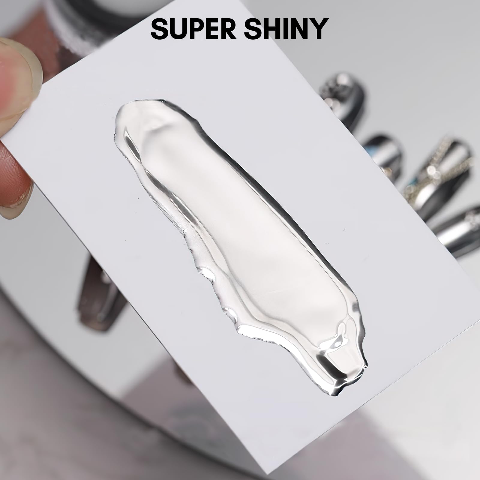 Makartt Mirror Shine Gel 8ml – Silver Chrome Nail Gel for 3D Art & French Tips