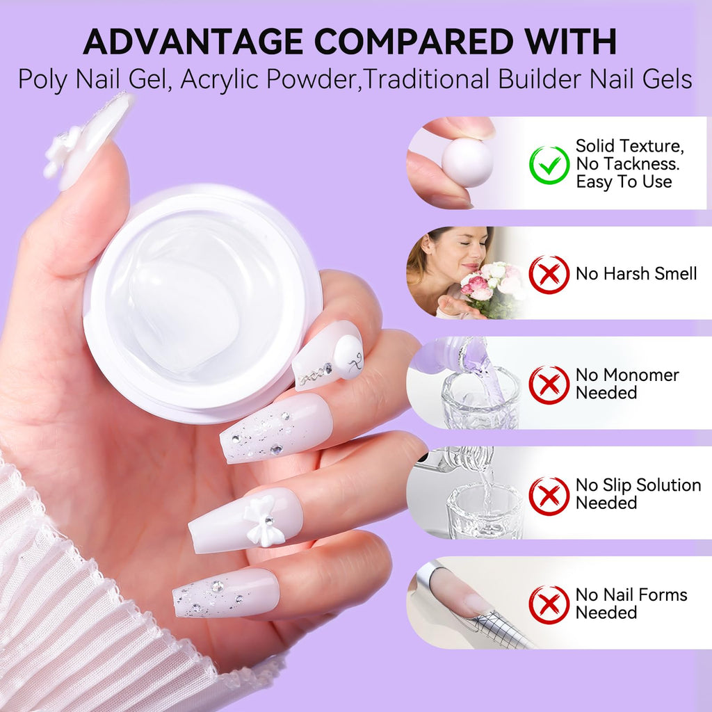 Makartt 3D Gel Nail Art – 4-in-1 Solid Builder Gel for Extensions (White & Dusty Pink)